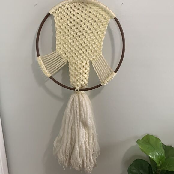 Vintage Handmade Macrame Style Wall Decor Plant Flower Wall Pocket One Of A Kind - Picture 15 of 17